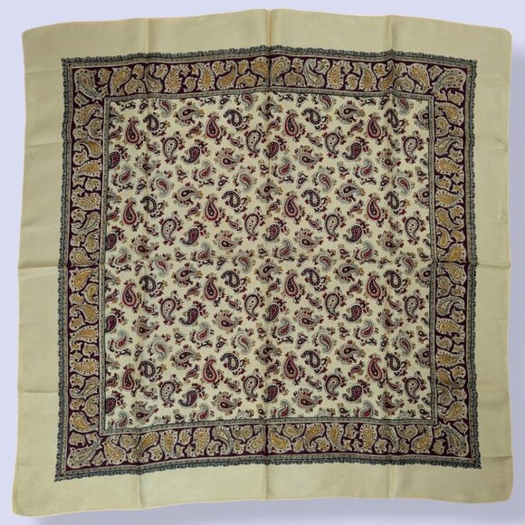 Vintage Celanese Yellow Paisley Scarf - Picture 1 of 8